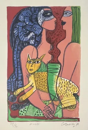 Литография Corneille - Lithographie ancienne ELLES, 1976 - 29/30