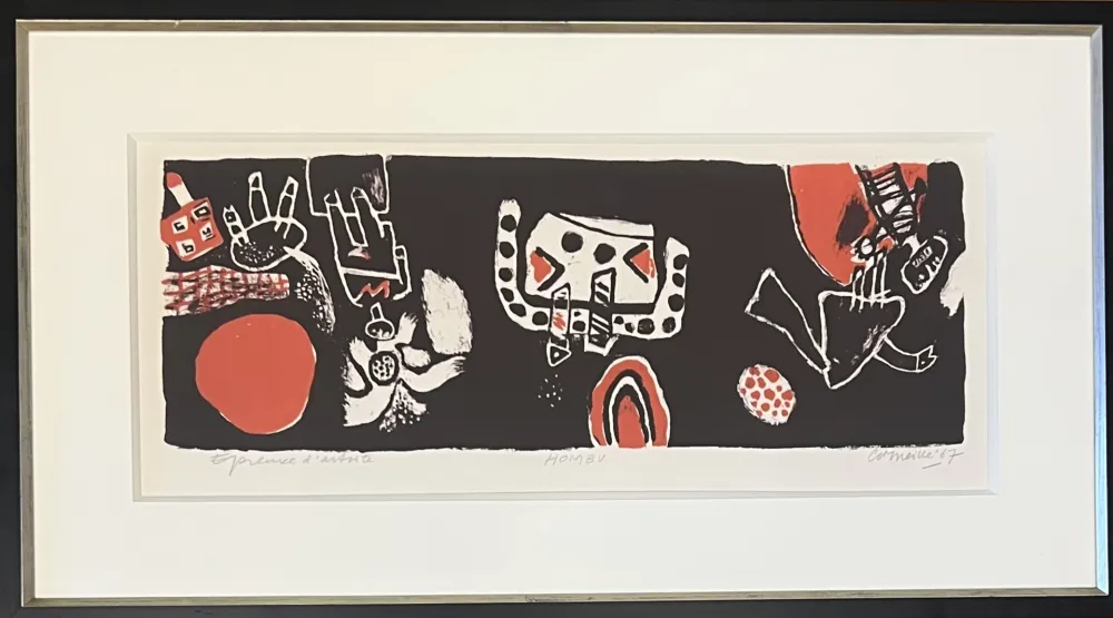 Литография Corneille - Lithographie ancienne encadrée : Hombu, 1967