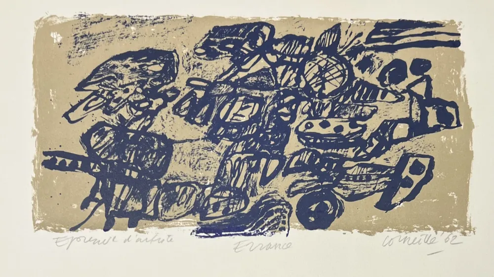 Литография Corneille - Lithographie ancienne Errance, 1962