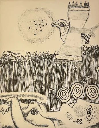 Литография Corneille - Lithographie ancienne Herbes, 1973