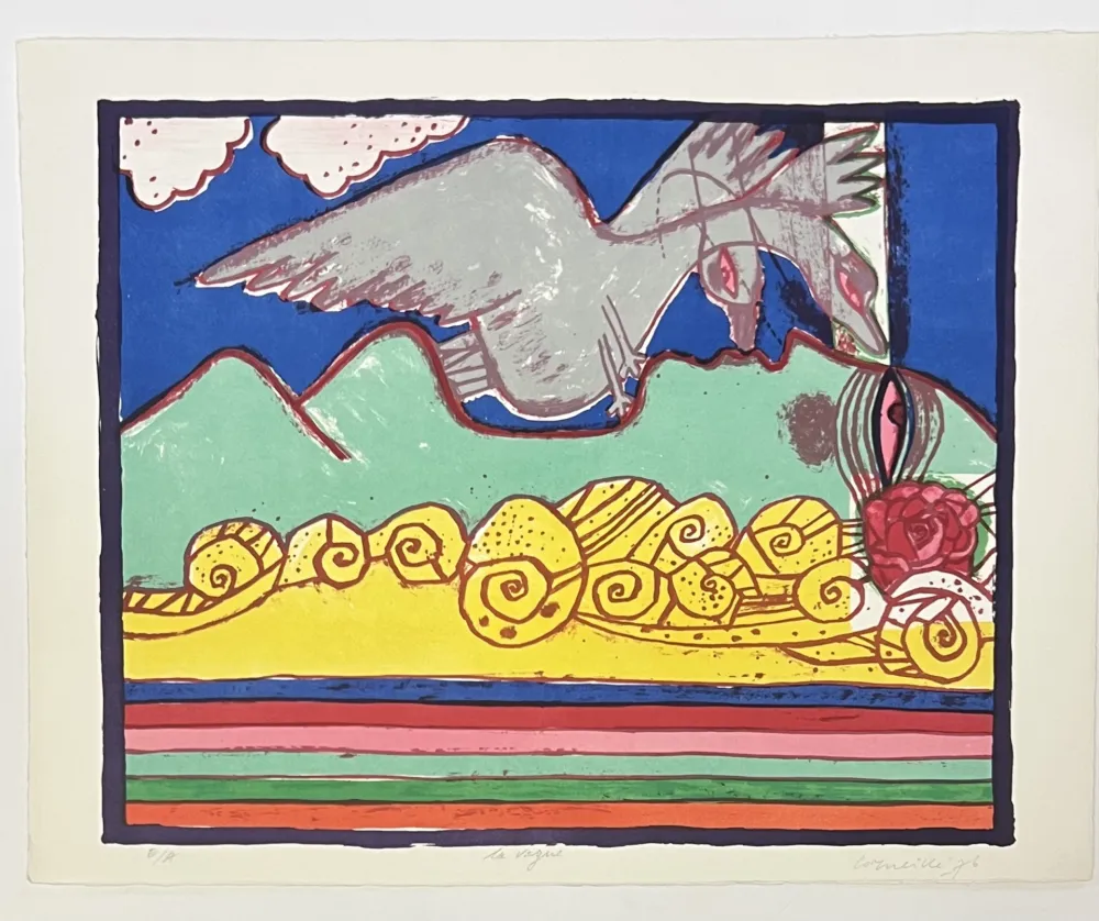 Литография Corneille - Lithographie ancienne La vague, 1976