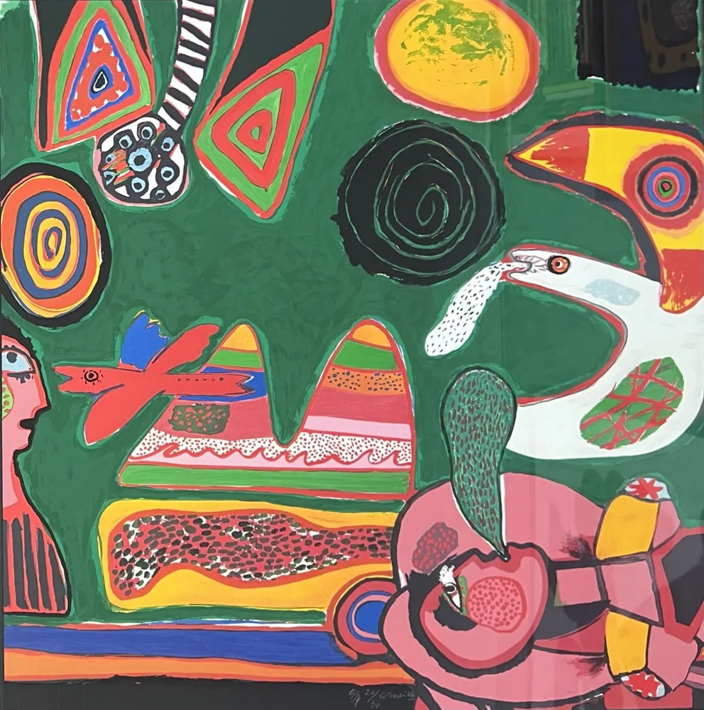 Литография Corneille - Lithographie Bain de soleil 1997, encadrée!