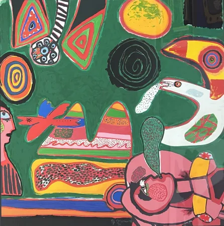 Литография Corneille - Lithographie Bain de soleil 1997, encadrée!