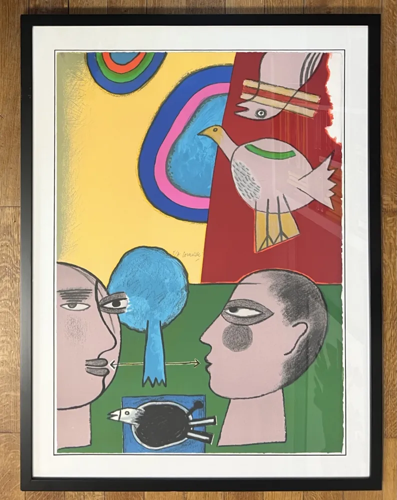 Литография Corneille - Lithographie encadrée : Hommage à l'écrivain René Char, 2001