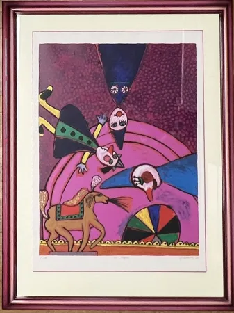 Литография Corneille - Lithographie encadrée Le Cirque / Circus - 1990