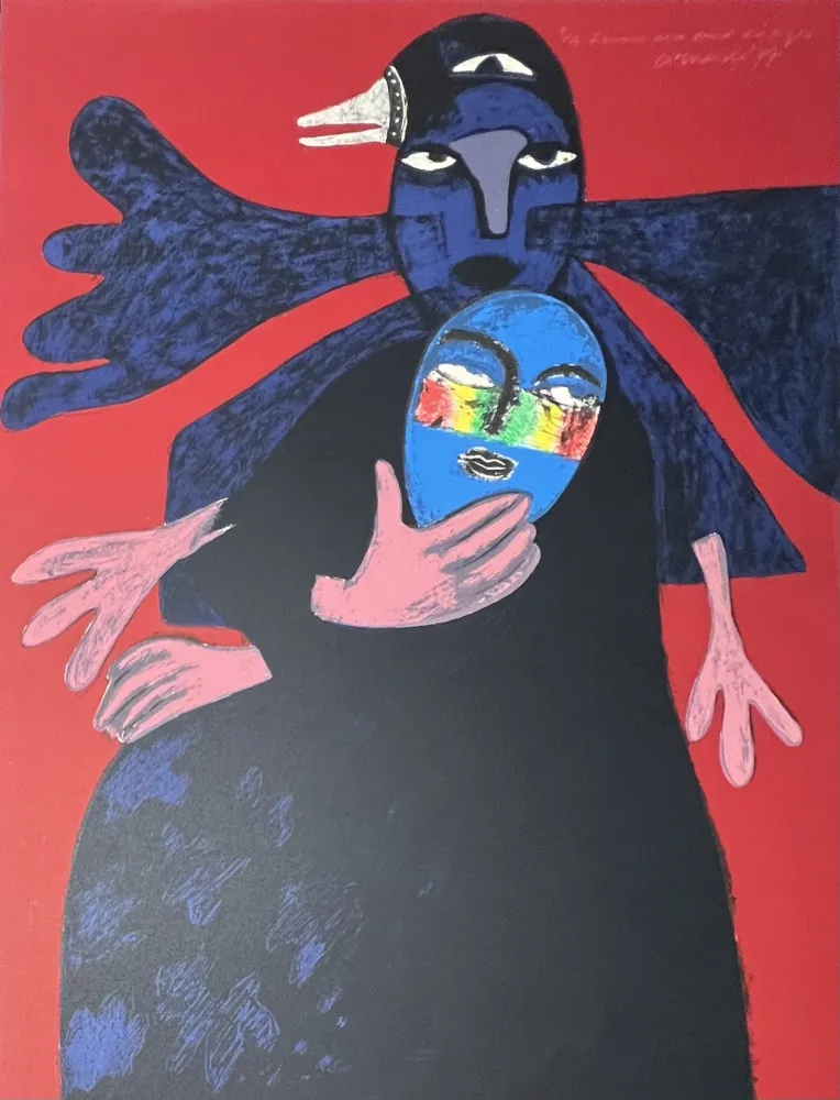 Литография Corneille - Lithographie Femme aux deux visages, 1977, E/A