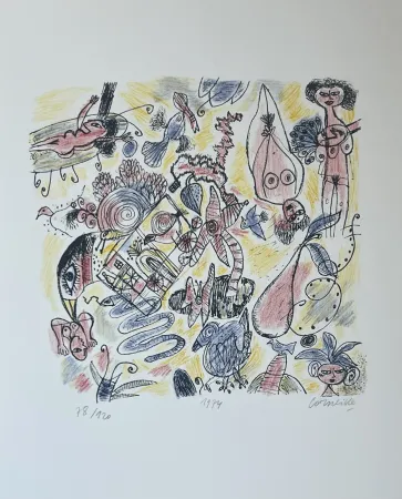 Литография Corneille - Lithographie Femmes et Oiseaux 1974