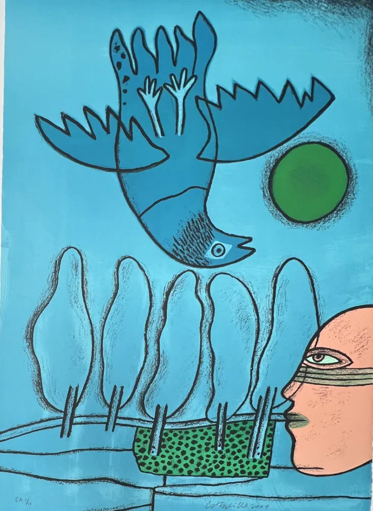 Литография Corneille - Lithographie Hommage à l'écrivain voyageur René Char, 2001