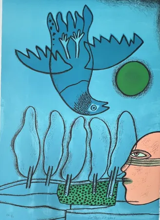 Литография Corneille - Lithographie Hommage à l'écrivain voyageur René Char, 2001