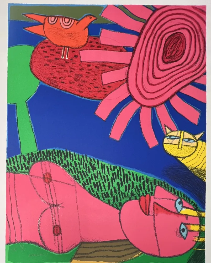 Литография Corneille - Lithographie Le chat jaune 2002