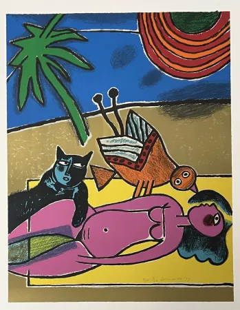 Литография Corneille - Lithographie Le chat noir, 1999