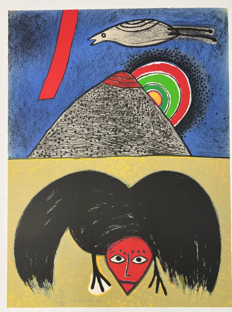 Литография Corneille - Lithographie  Le corbeau - Hommage à Edgar Allan Poe