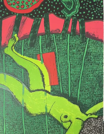 Литография Corneille - Lithographie, Le tapis rouge, 1973