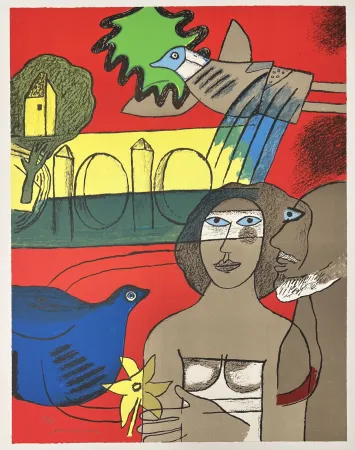 Литография Corneille - Lithographie Les amoureux de l’isle Adam  2002