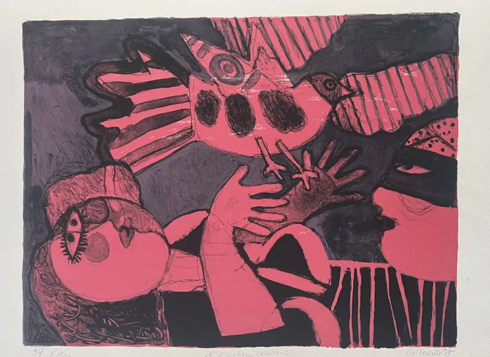 Литография Corneille - Lithographie L'oiseau convoité, 1985