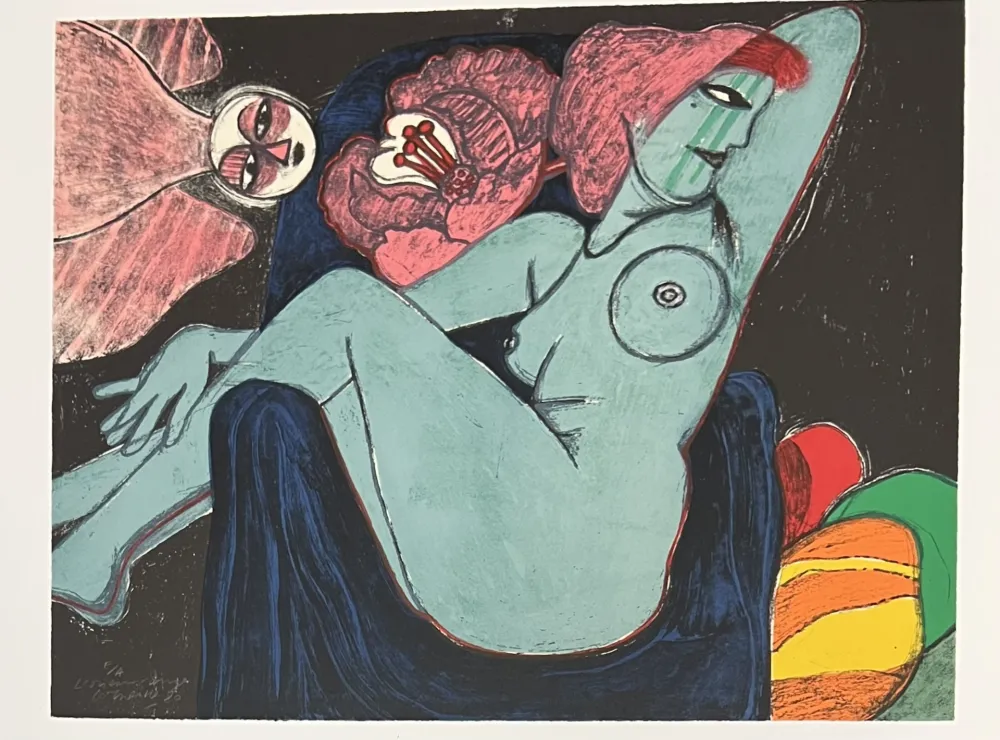 Литография Corneille -  Lithographie L'oiseau rouge, 1980