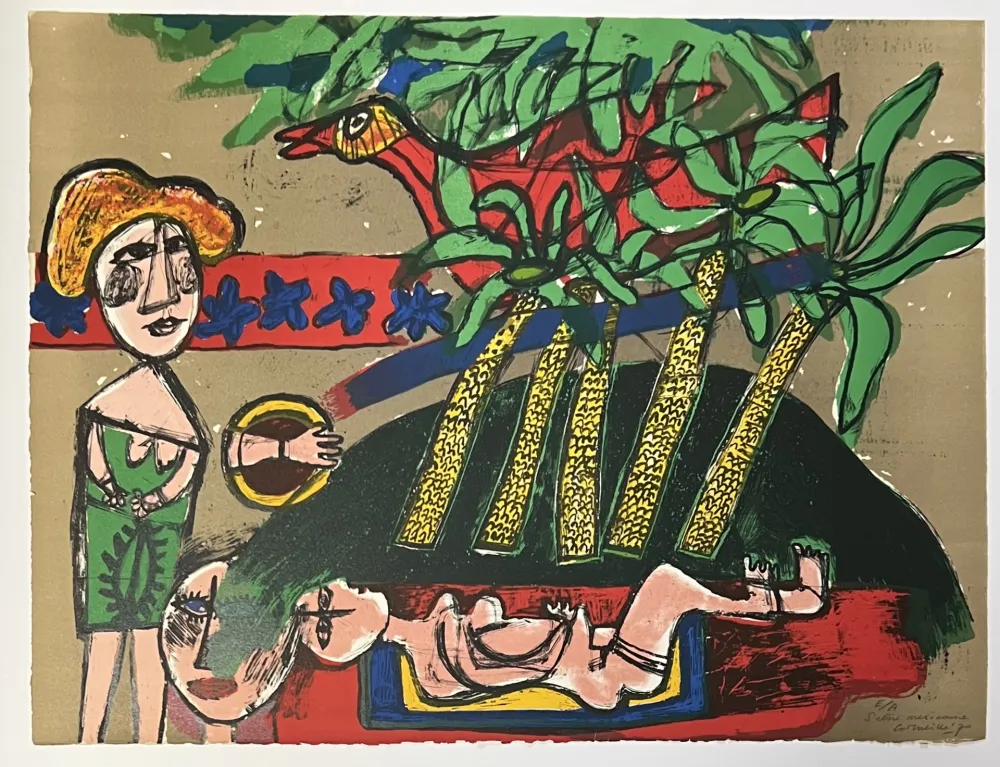 Литография Corneille - Lithographie Scène Mexicaine 1970