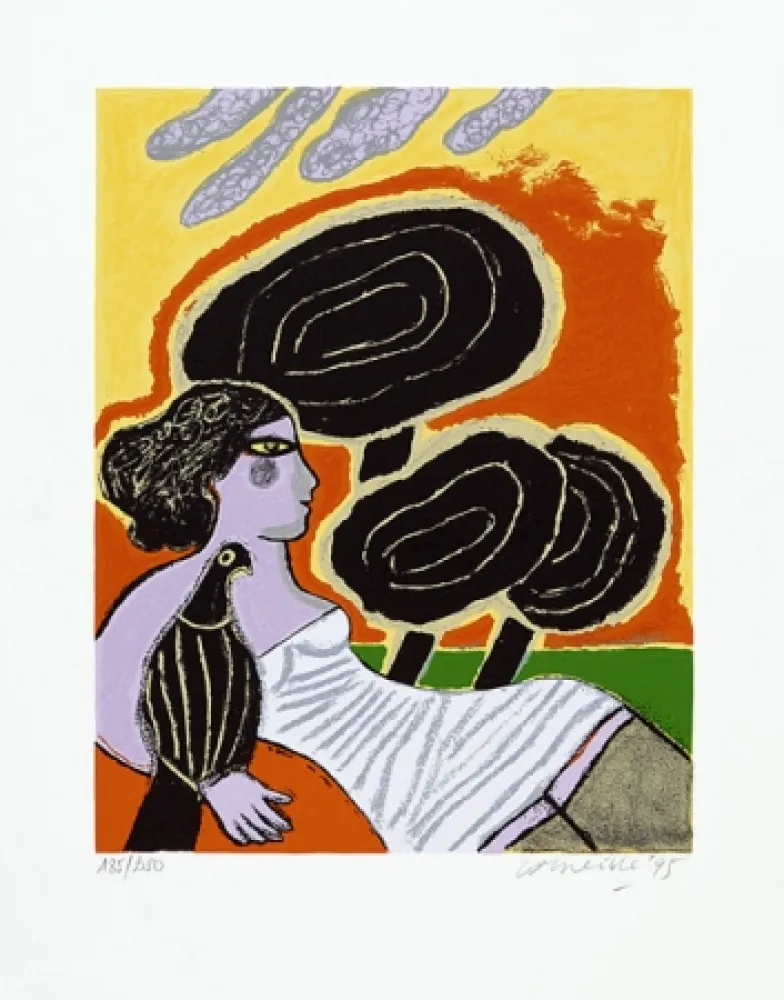 Сериграфия Corneille - L'oiseau attentif