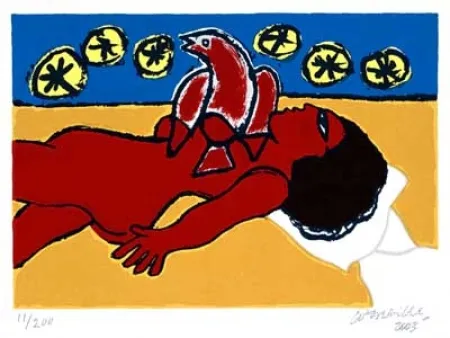 Сериграфия Corneille - Nu rouge