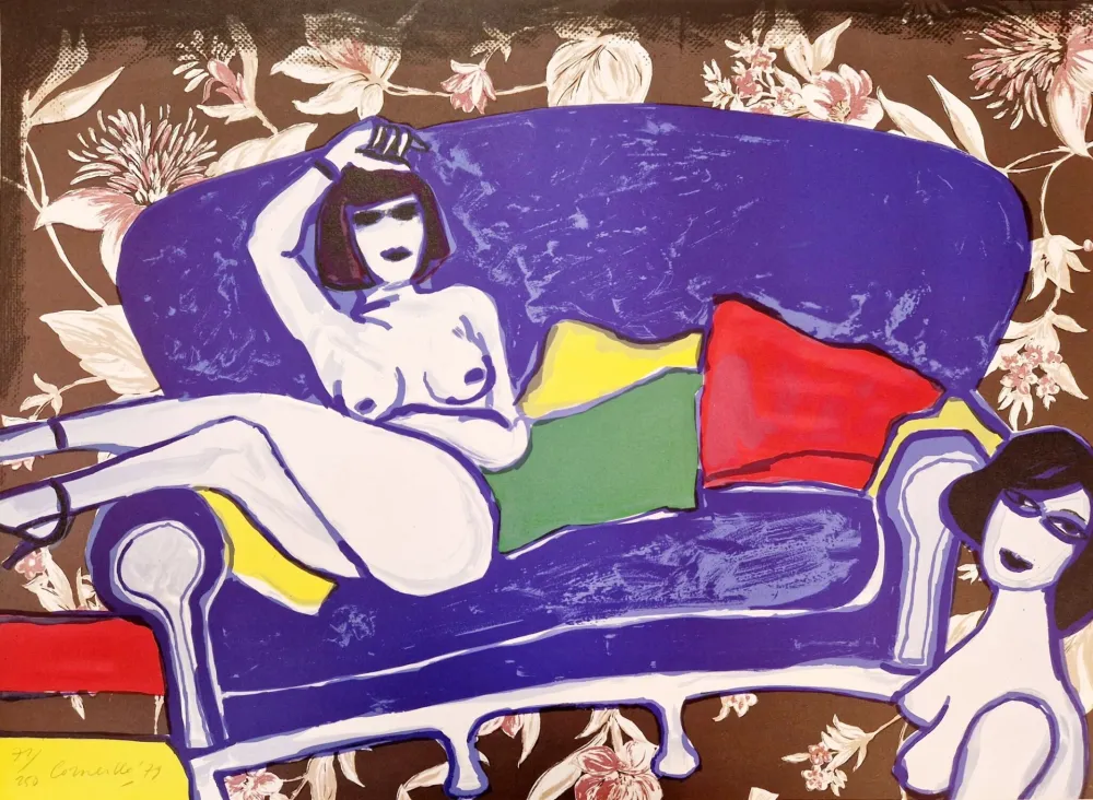 Литография Corneille - Nus au canapé