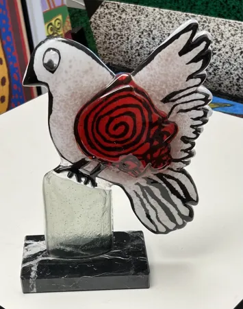 Многоэкземплярное Произведение Corneille - Sculpture en verre « Oiseau de Paradis » - signée à la main EA 1/1