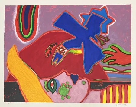 Сериграфия Corneille - Sérigraphie L'oiseau bleu 1996