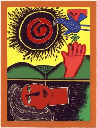 Сериграфия Corneille - Soleil cou coupé III