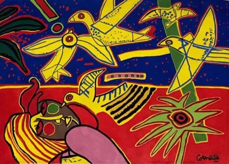 Многоэкземплярное Произведение Corneille - Tapis Vol d'oiseaux, avec certificat