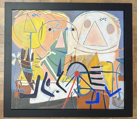 Многоэкземплярное Произведение Corneille - Terragraphie signée sur toile L'orchestre de Jazz, hommage à Charlie Parker - Cobra