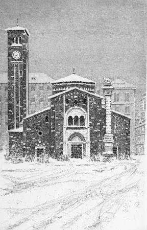 Офорт Cotugno  - Neve a San Babila