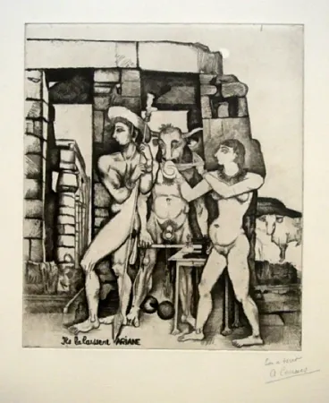 Офорт Courmes - Ils la laissent, Ariane