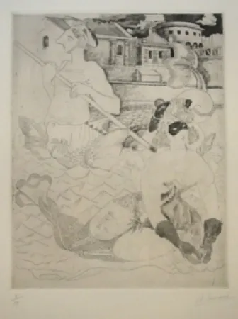 Офорт Courmes - La Belle et le triton