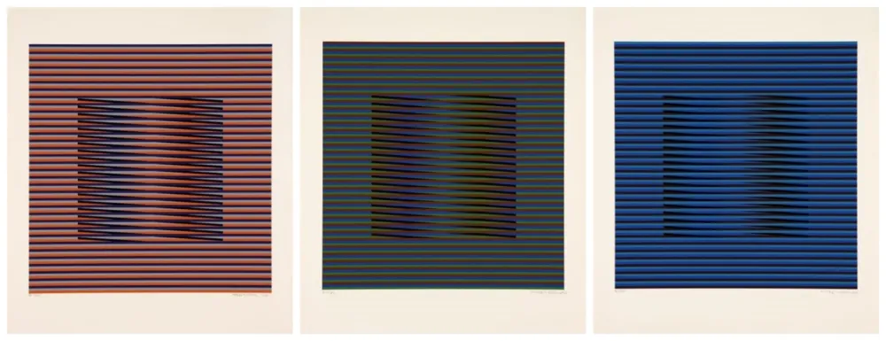 Сериграфия Cruz-Diez - ORANGE, VERTE y BLEU