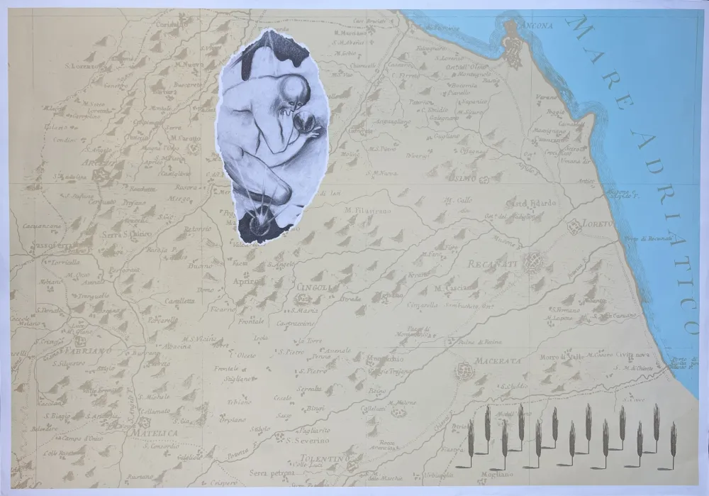 Литография Cucchi - E il 1991 le Marche dichiarano guerra all'Umbria