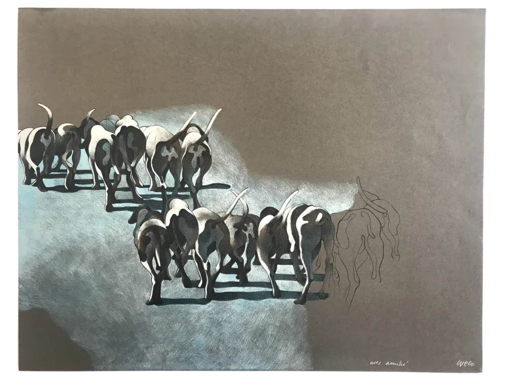 Литография Cueco - Meute de chiens I