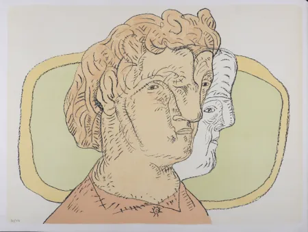 Литография Cuevas - Retrato al Espejo, 1986 - Hand-signed