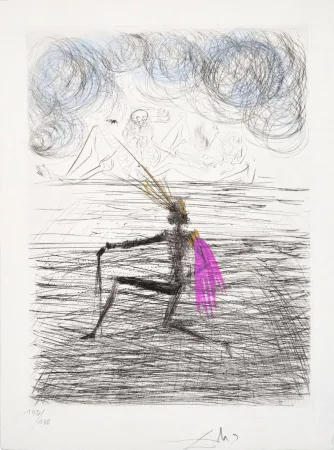 Гравюра Сухой Иглой Dali - Chevalier à genou (Kneeling Knight)