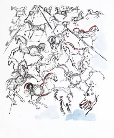 Гравюра Dali - Chevaux bleus