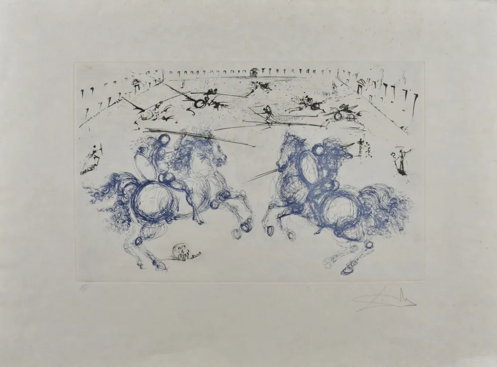Гравюра Dali - Combat de cavaliers, 1971 - Hand-signed