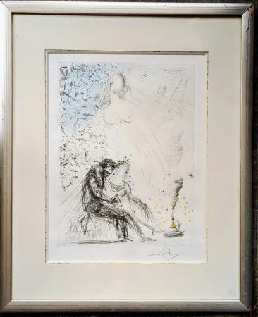 Гравюра Dali - Couple with a candle (Couple a la bougie) - Original Gouache on Hand-Signed Etching ( Field 68-2 D; Michler/Löpsinger 251), 1968