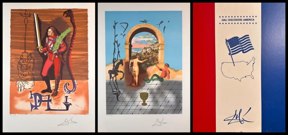 Литография Dali - Dali Discovers America 2 Piece Suite with Portfolio Case