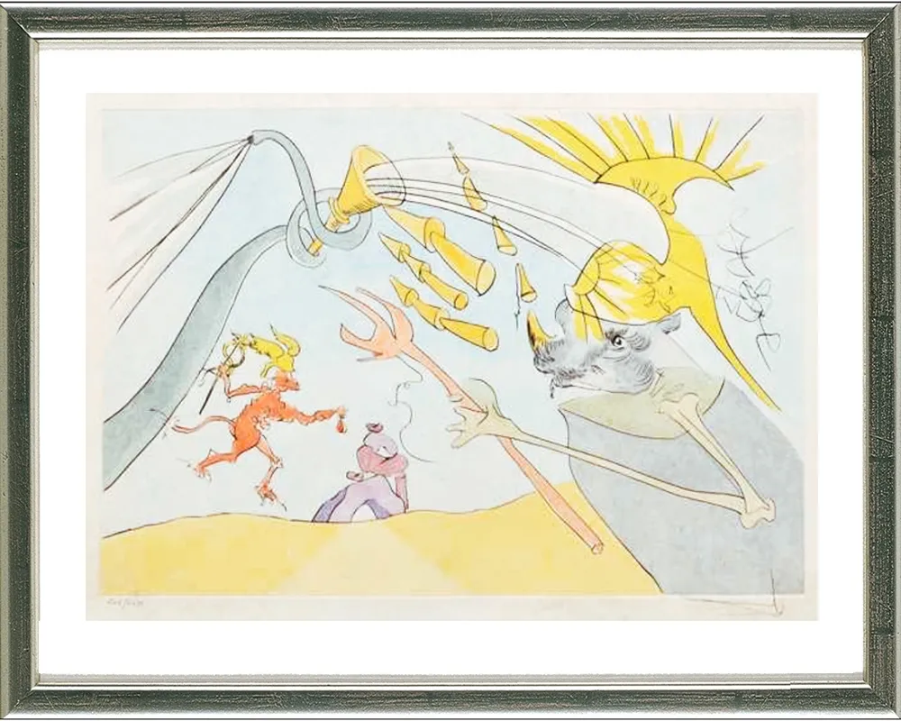 Гравюра Сухой Иглой Dali - Der Elefant und der Affe Jupiters /  The elephant and Jupiter's monkey