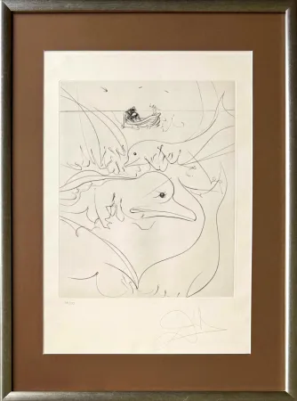 Офорт Dali - Dolphins