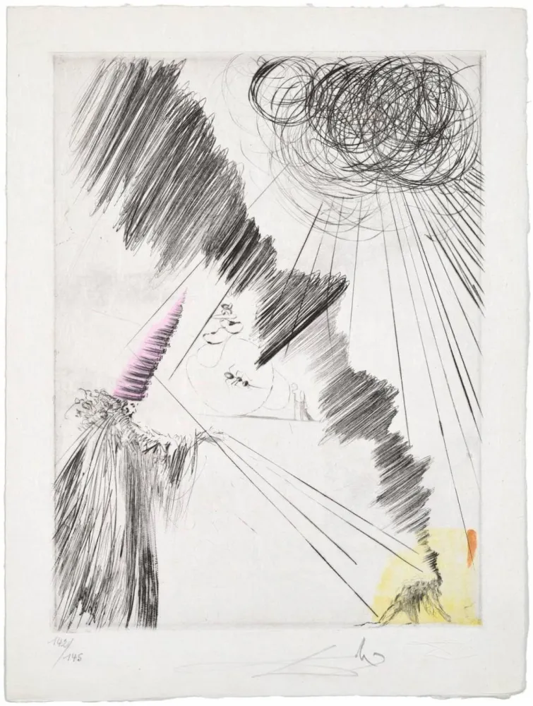 Гравюра Сухой Иглой Dali - Femme au clown (Woman with Clown)