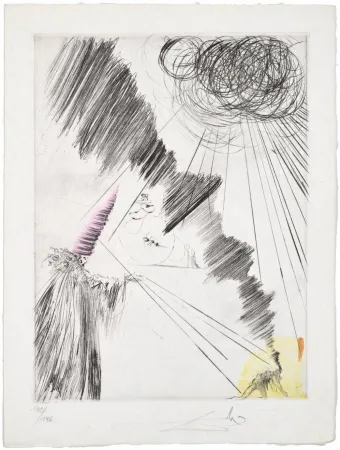 Гравюра Сухой Иглой Dali - Femme au clown (Woman with Clown)