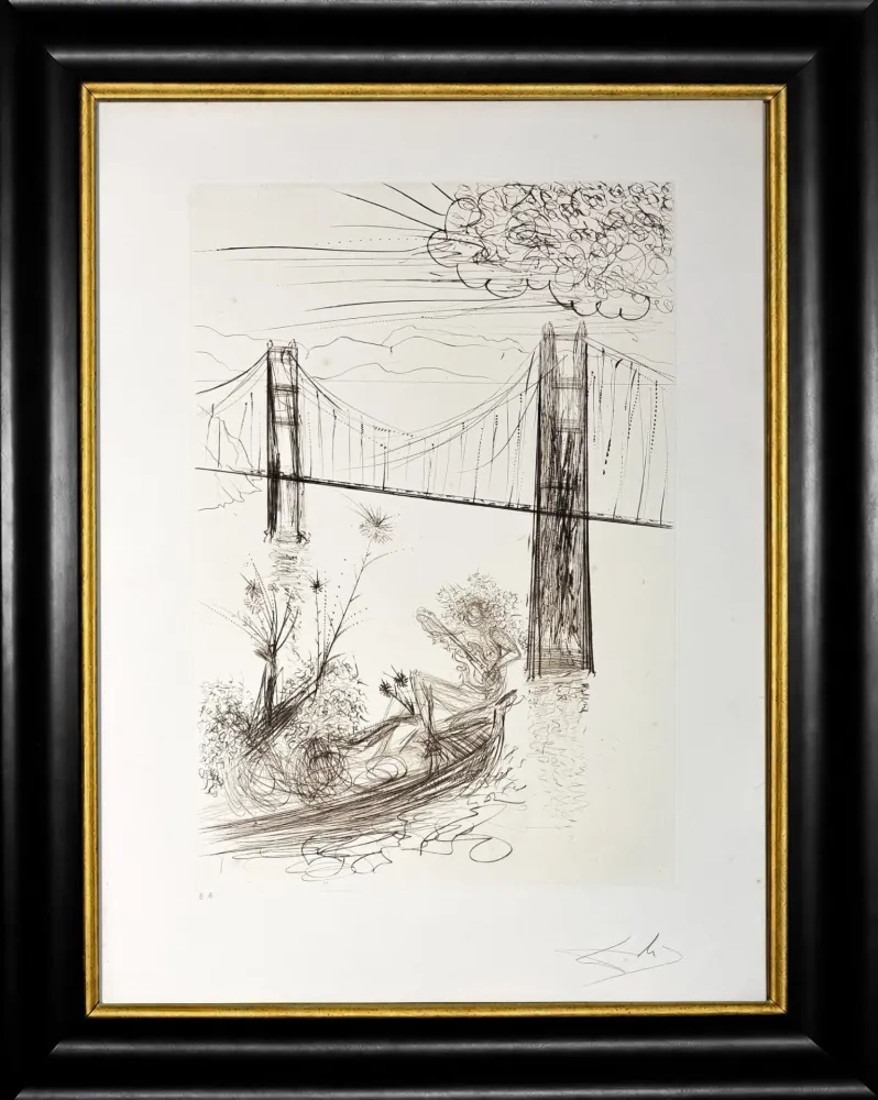 Гравюра Сухой Иглой Dali - Golden Gate Bridge