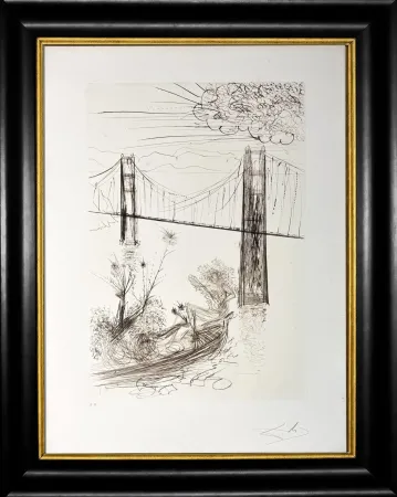 Гравюра Сухой Иглой Dali - Golden Gate Bridge