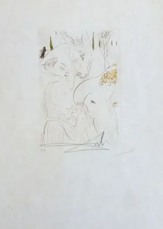 Гравюра Сухой Иглой Dali - La jument de compère Pierre