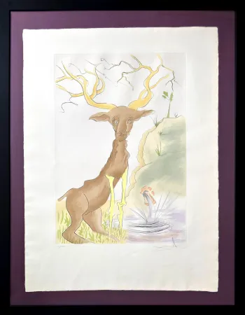 Офорт Dali - Le Cerf se voyant dans l'eau (The Stag Reflected in the Water)