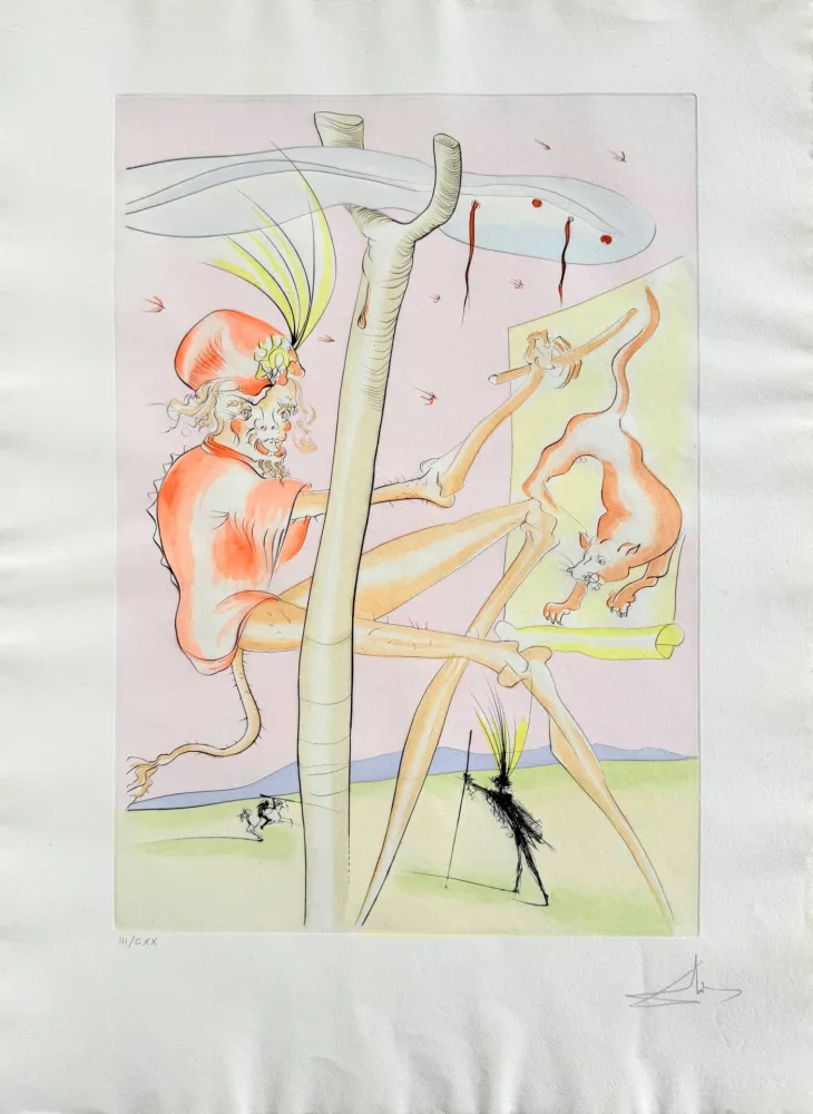 Офорт Dali - Le Singe et le Léopard (The Monkey and the Leopard)